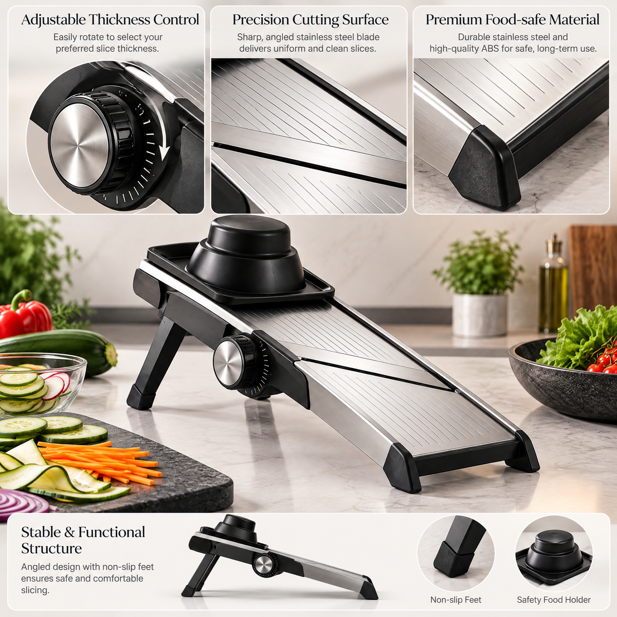 Redmontiq™ Adjustable Mandoline Vegetable Slicer