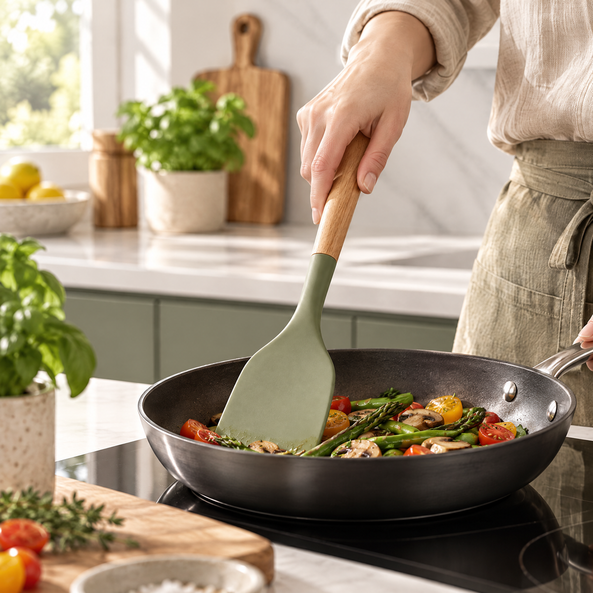 Redmontiq™ Silicone Spatula with Wooden Handle