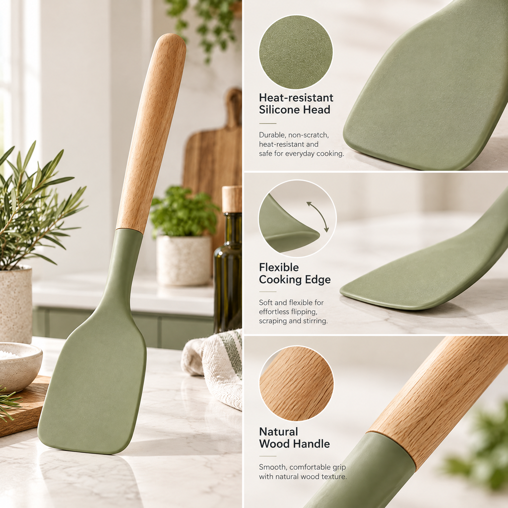 Redmontiq™ Silicone Spatula with Wooden Handle