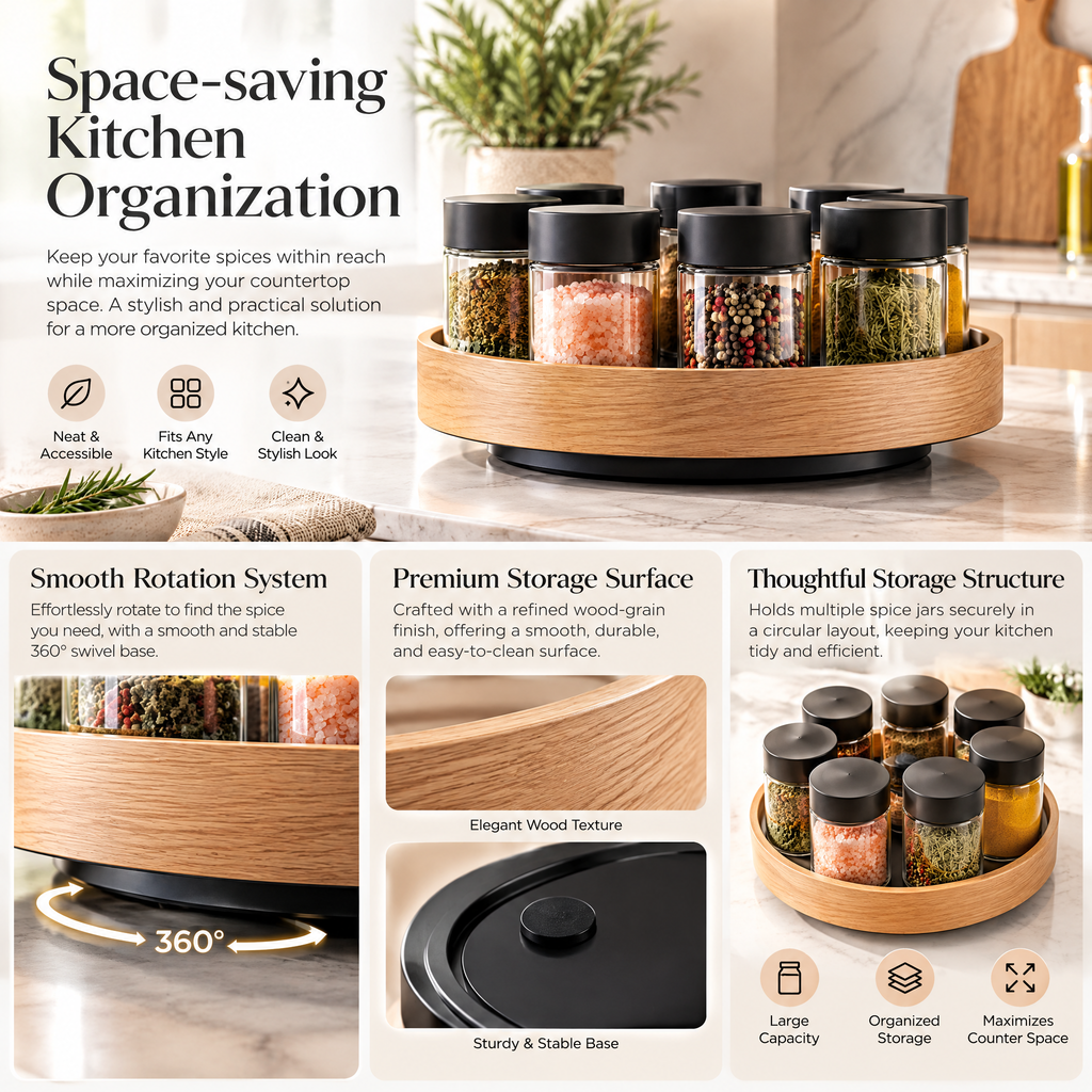 Redmontiq™ Rotating Spice Jar Organizer Set