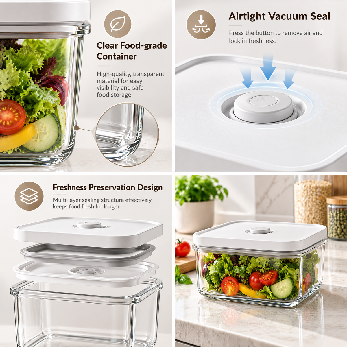 Redmontiq™ Clear Food Storage Container with Sealing Lid