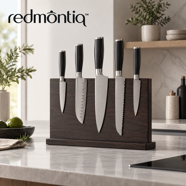 Redmontiq™ 5-Piece Kitchen Knife Set with Wooden Block