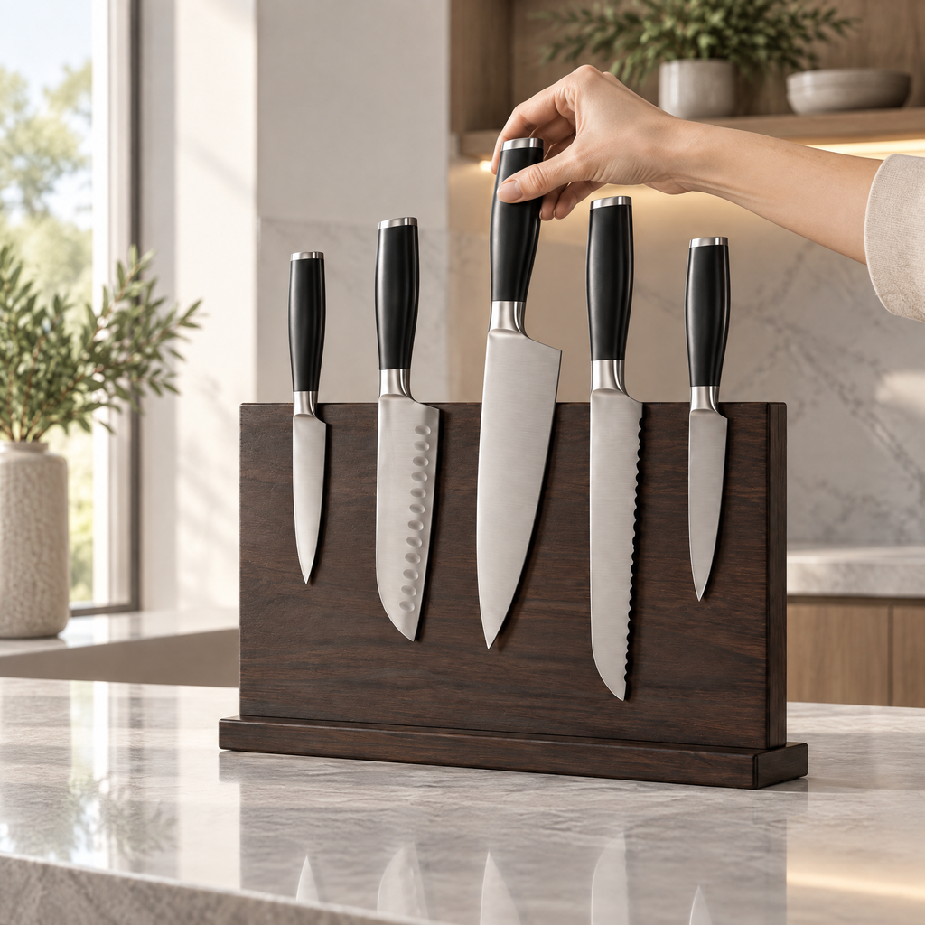 Redmontiq™ 5-Piece Kitchen Knife Set with Wooden Block