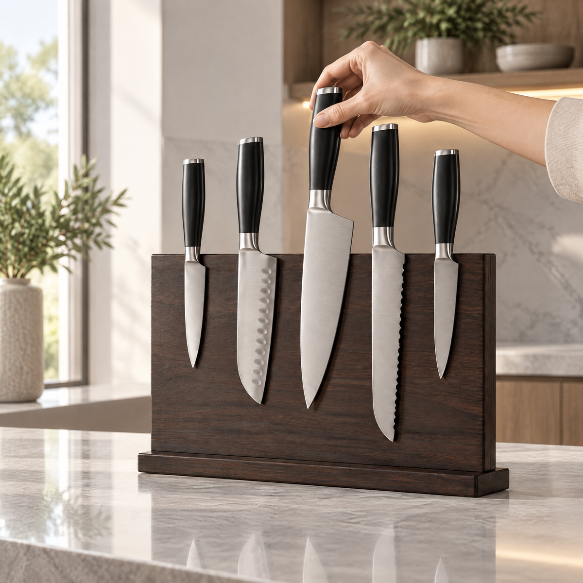 Redmontiq™ 5-Piece Kitchen Knife Set with Wooden Block