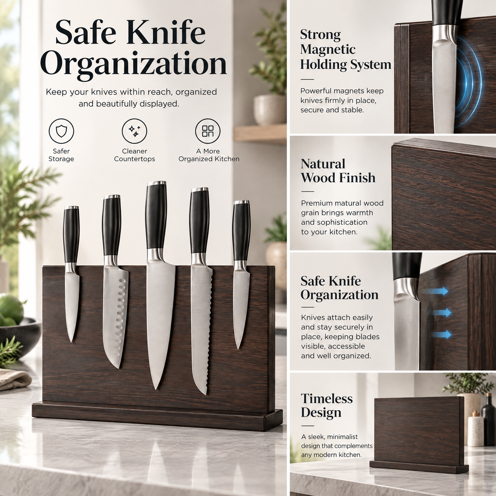 Redmontiq™ 5-Piece Kitchen Knife Set with Wooden Block
