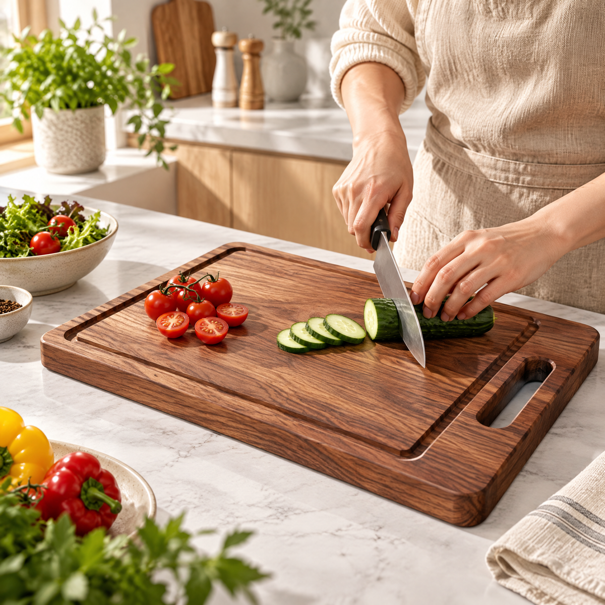 Redmontiq™ Wooden Cutting Board with Handle