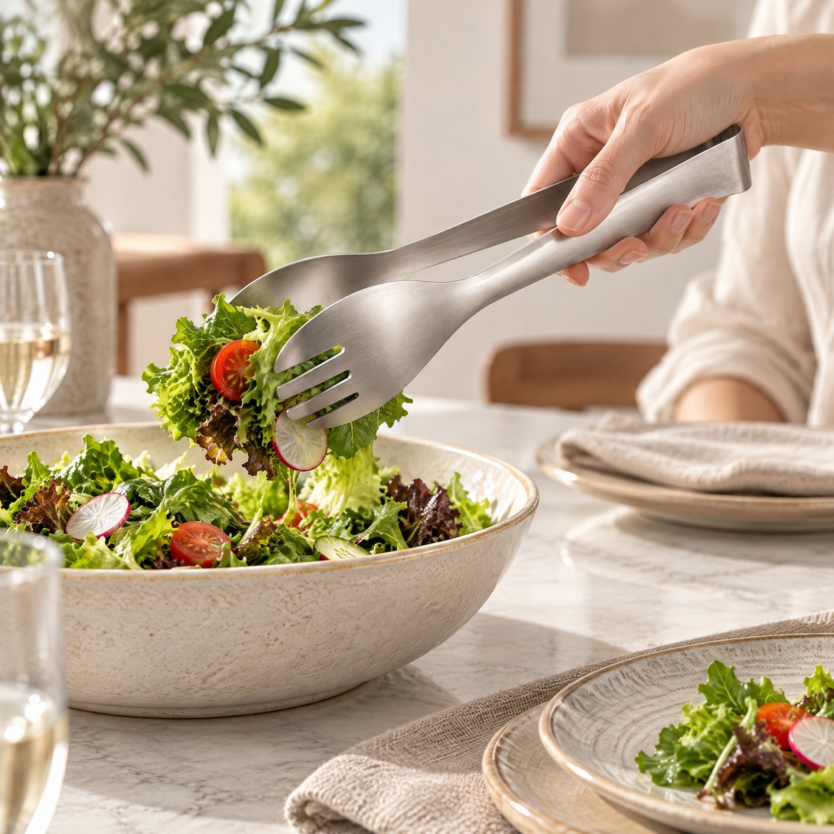 Redmontiq™ Stainless Steel Salad Serving Tongs